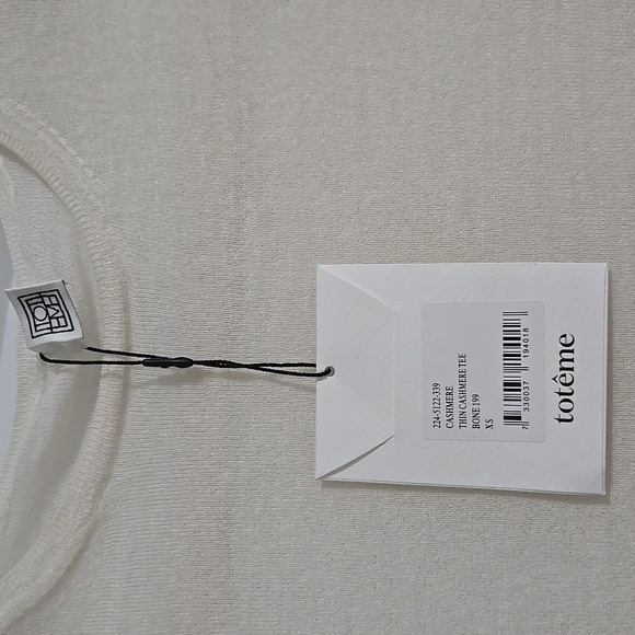 Toteme Thin 100% Cashmere T-Shirt in Bone Sz XS NWT - Picture 6 of 11